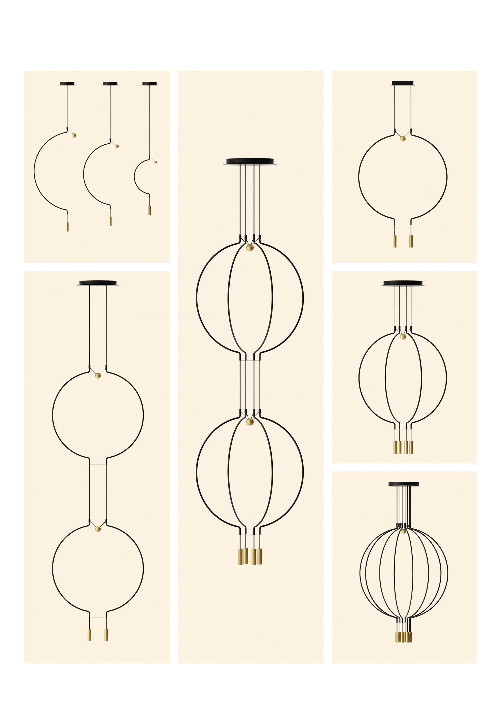 Contemporary Axolight Liaison Model G8 Pendant Lamp in Black/Black by Sara Moroni For Sale