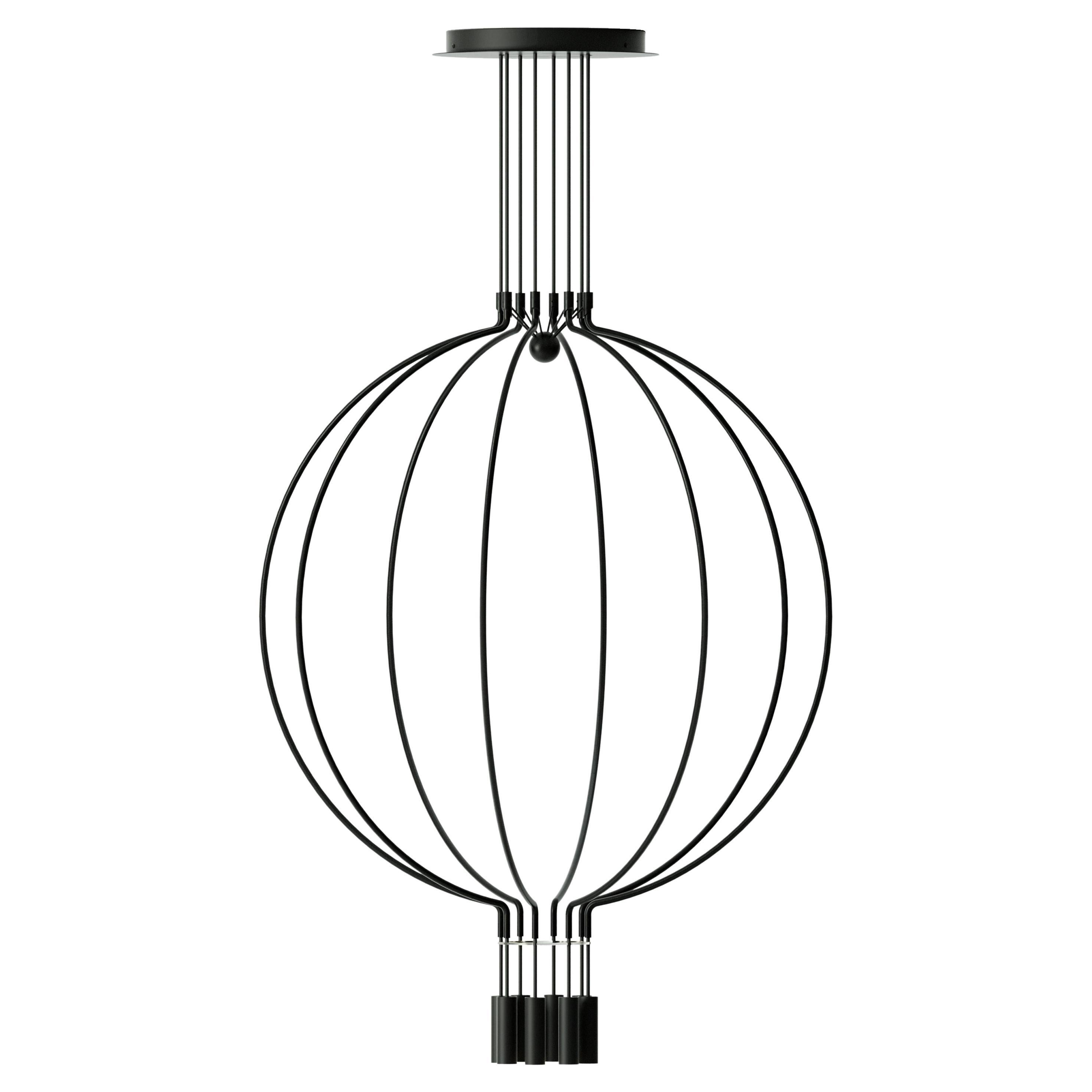 Axolight Liaison Model G8 Pendant Lamp in Black/Black by Sara Moroni For Sale