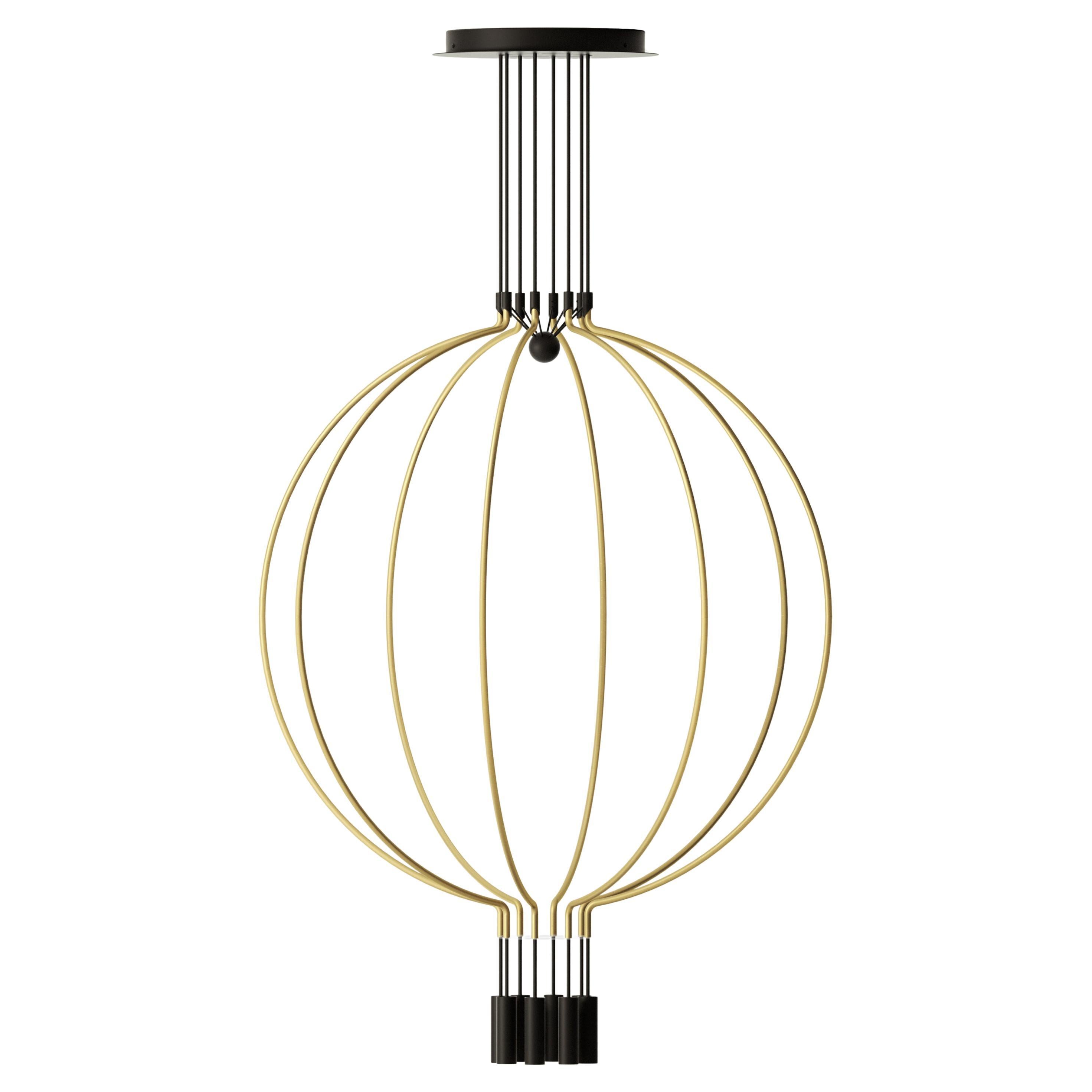 Axolight Liaison Model G8 Pendant Lamp in Gold/Black by Sara Moroni