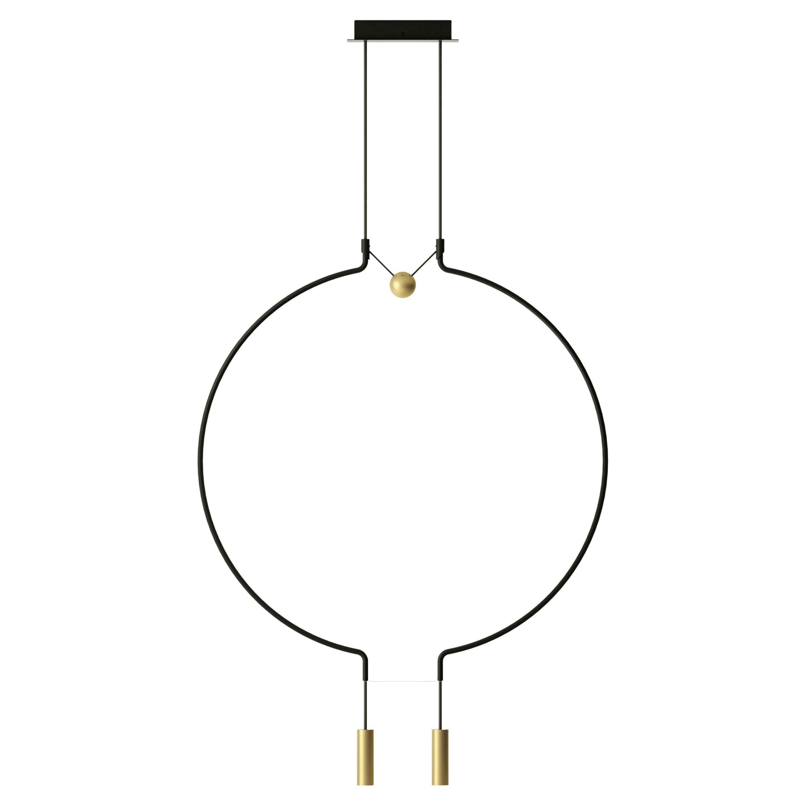 Axolight Liaison Model M2 Pendant Lamp in Black/Gold by Sara Moroni