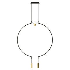 Axolight Liaison Model M2 Pendant Lamp in Black/Gold by Sara Moroni