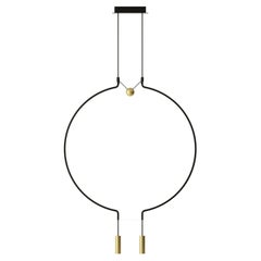 Axolight Liaison Model M2 Pendant Lamp in Black/Gold by Sara Moroni