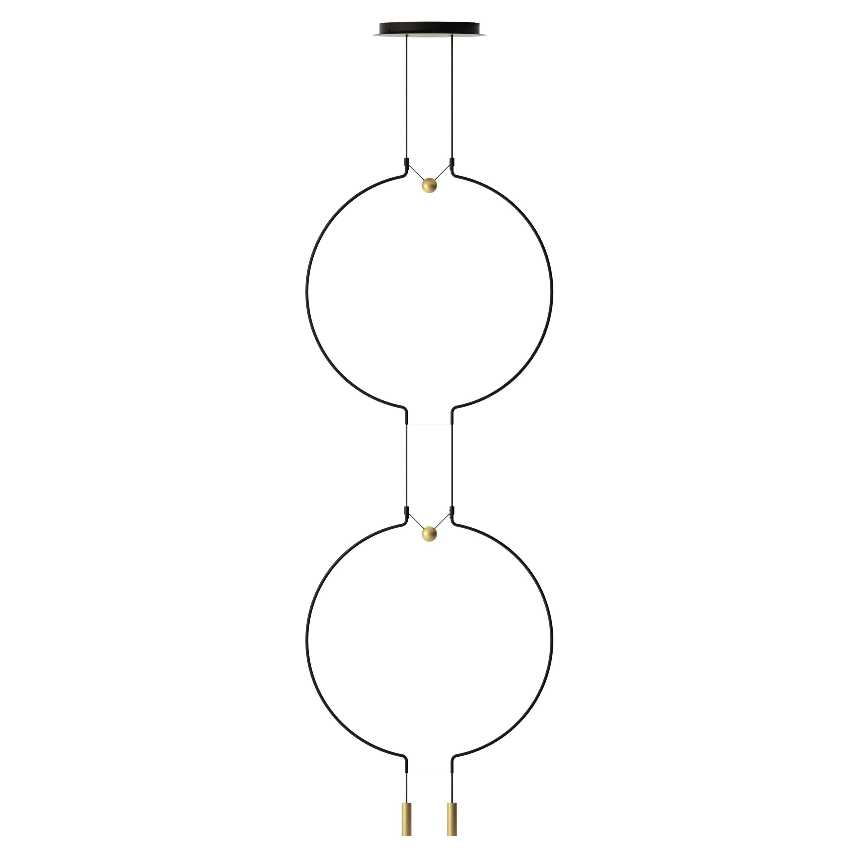 Axolight Liaison Model M2 Pendant Lamp in Black/Gold by Sara Moroni