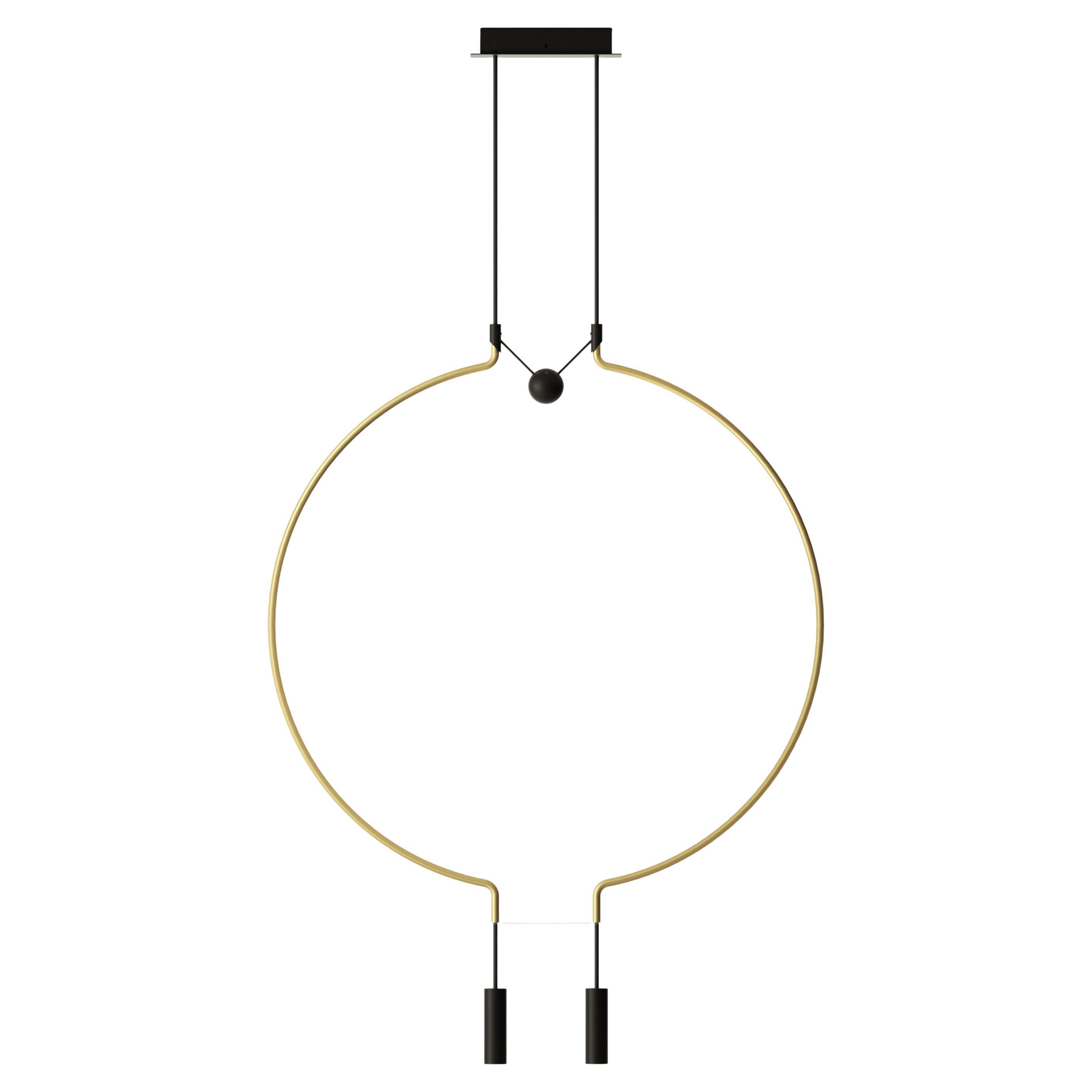 Axolight Liaison Model M2 Pendant Lamp in Gold/Black by Sara Moroni For Sale