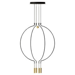 Axolight Liaison Model M4 Pendant Lamp in Black/Gold by Sara Moroni