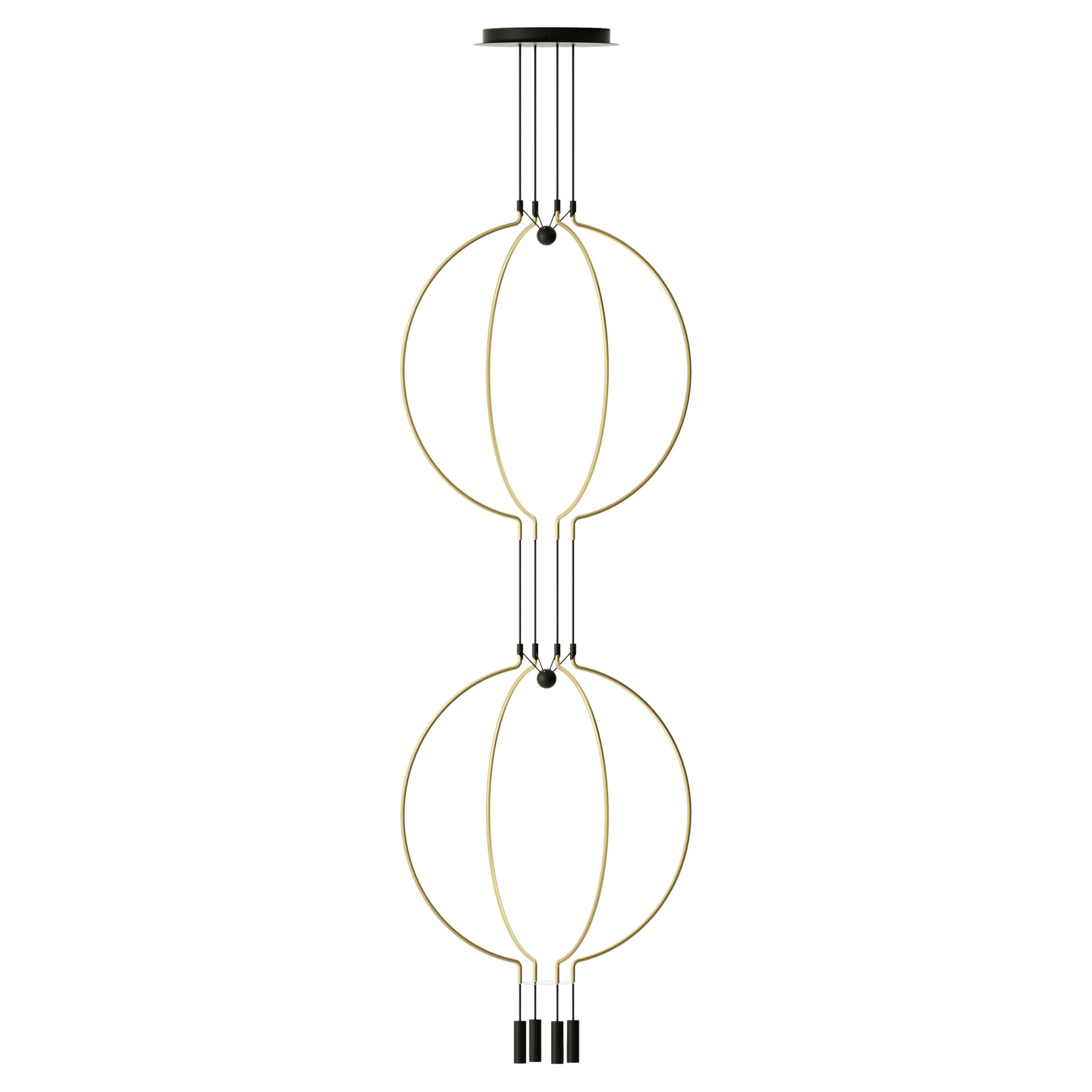 Axolight Liaison Model M4 Pendant Lamp in Gold/Black by Sara Moroni For Sale