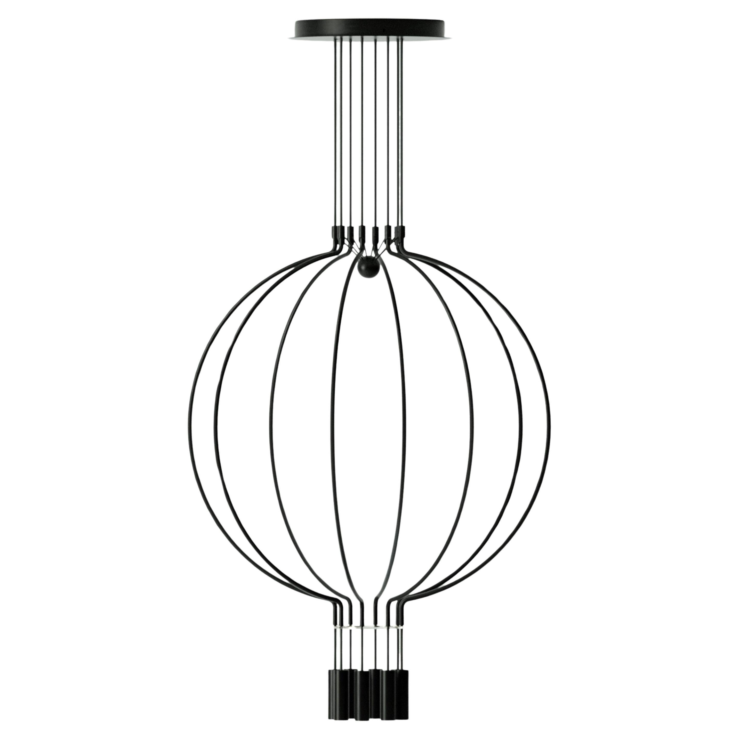 Axolight Liaison Model M8 Pendant Lamp in Black/Black by Sara Moroni For Sale