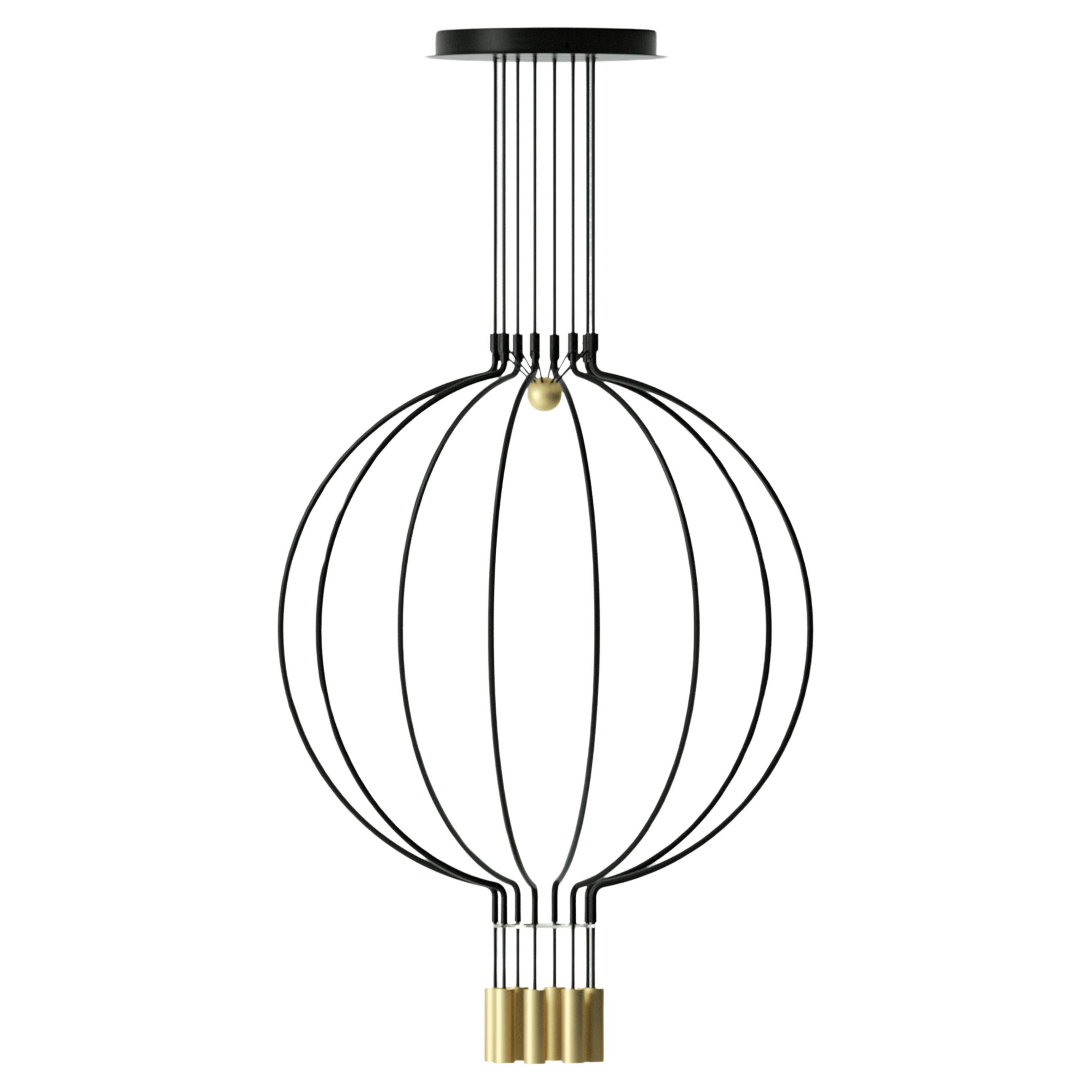 Axolight Liaison Model M8 Pendant Lamp in Black/Gold by Sara Moroni For Sale
