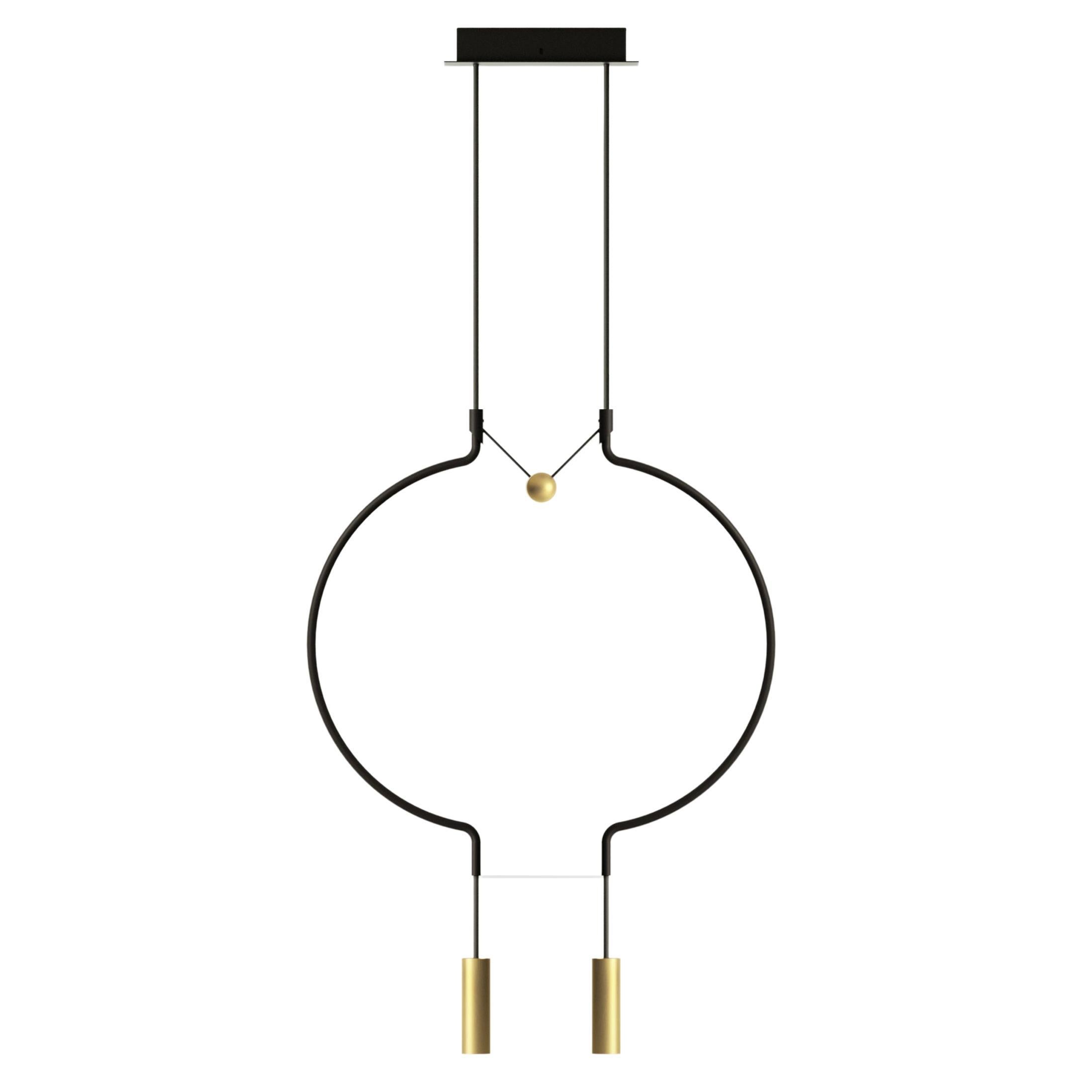 Axolight Liaison Model P2 Pendant Lamp in Black/Gold by Sara Moroni For Sale