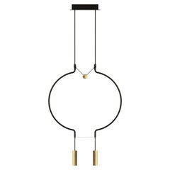 Axolight Liaison Model P2 Pendant Lamp in Black/Gold by Sara Moroni