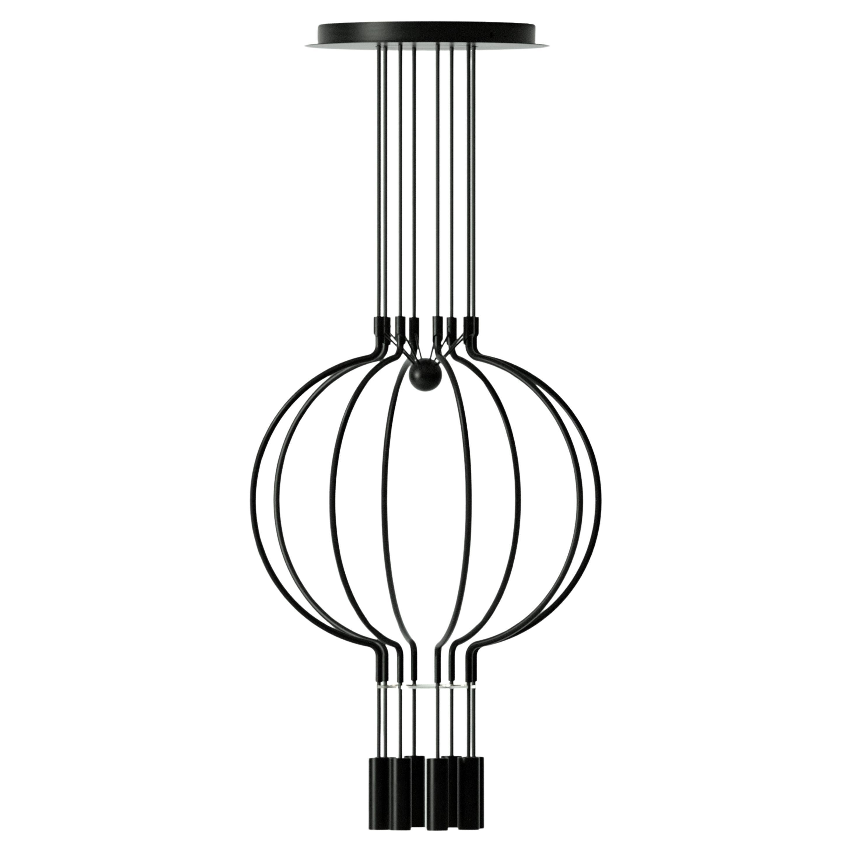 Axolight Liaison Model P8 Pendant Lamp in Black/Black by Sara Moroni