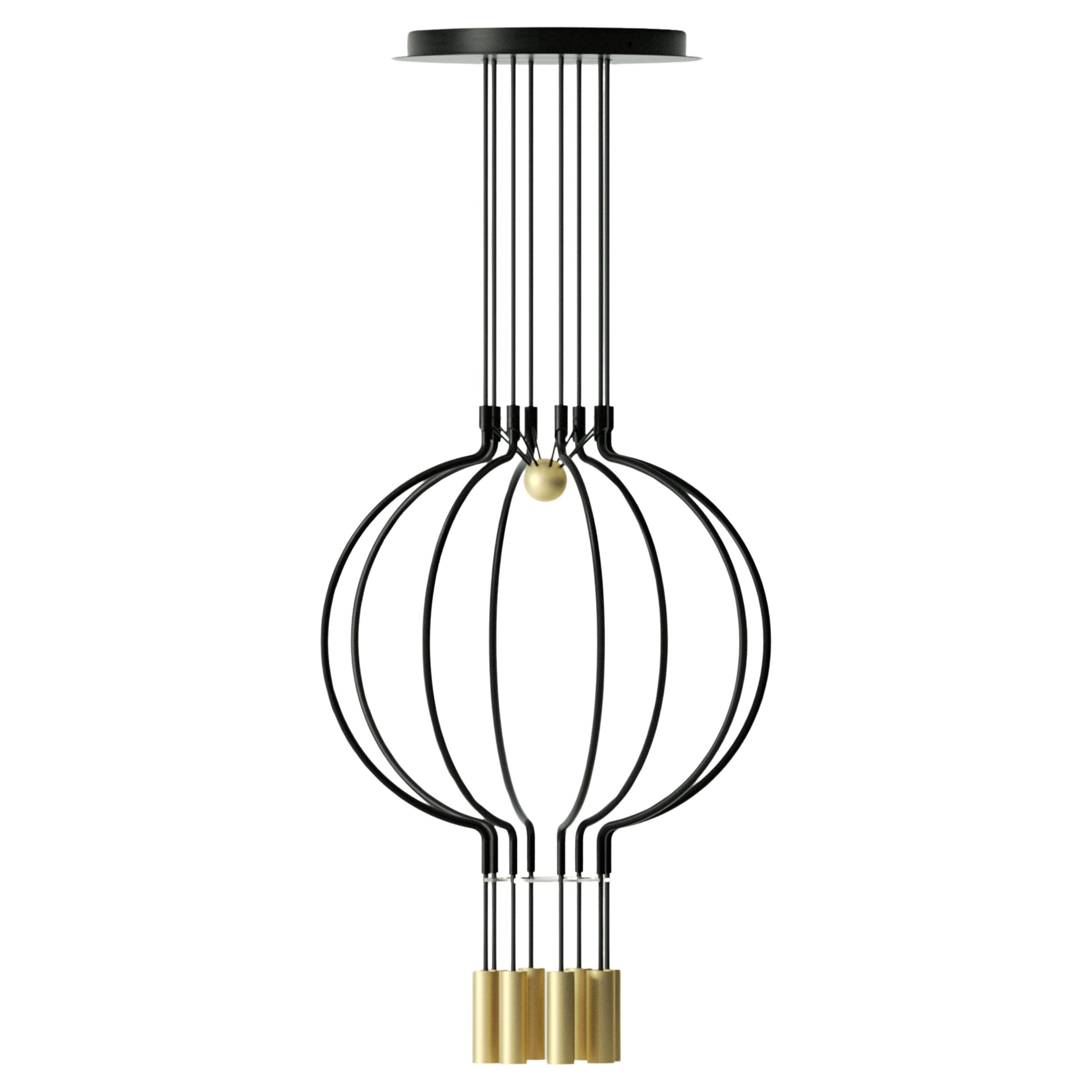 Axolight Liaison Model P8 Pendant Lamp in Black/Gold by Sara Moroni