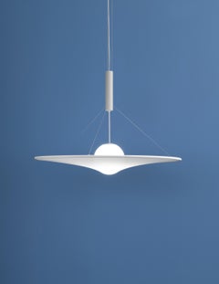 Axolight Manto Extra Large Pendant Light in White Fabric and Grey Finish