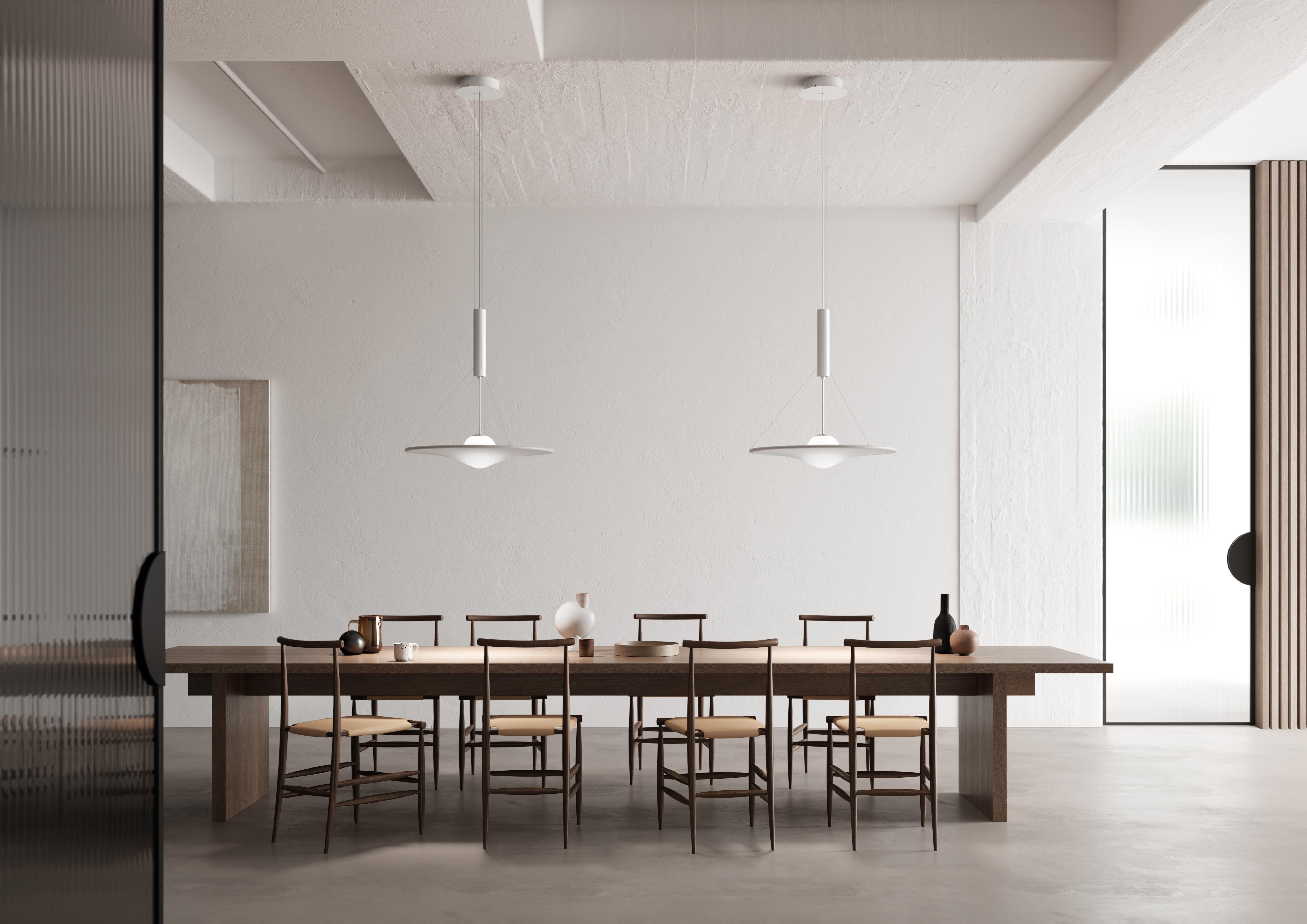 Axolight Manto, lampada a sospensione extra large in tessuto bianco e finitura grigia in vendita 1