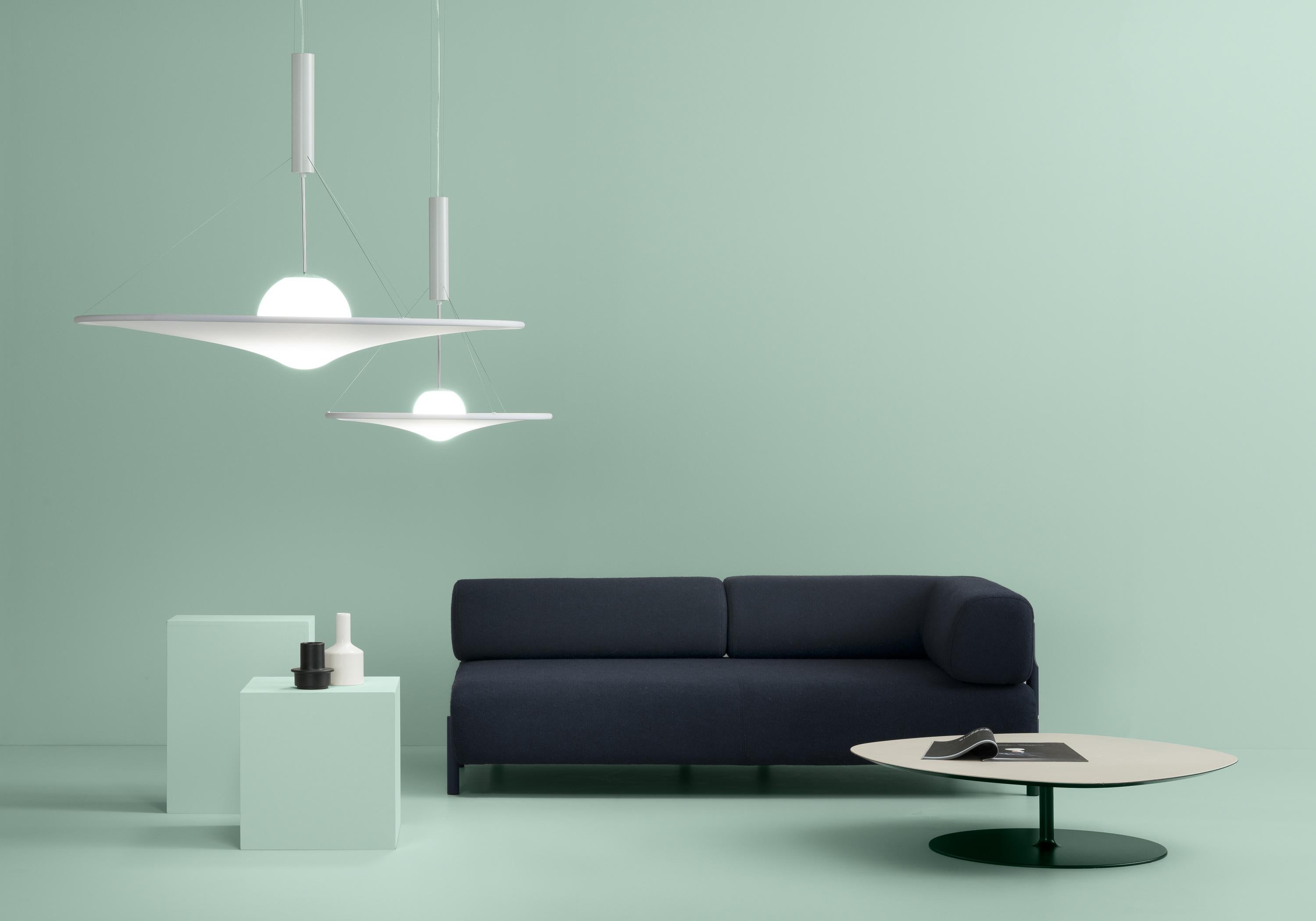 Axolight Manto, lampada a sospensione di grandi dimensioni in tessuto bianco e finitura grigia in vendita 16