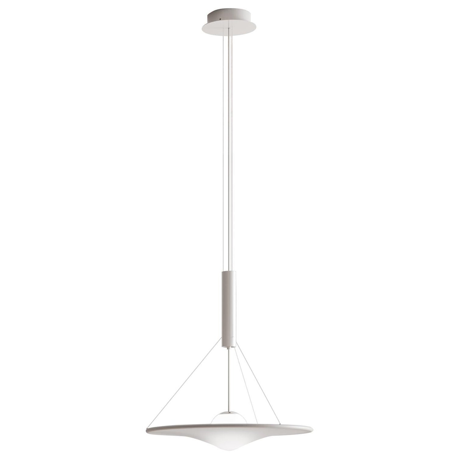 Axolight Manto grande lampe suspendue en tissu blanc et finition grise