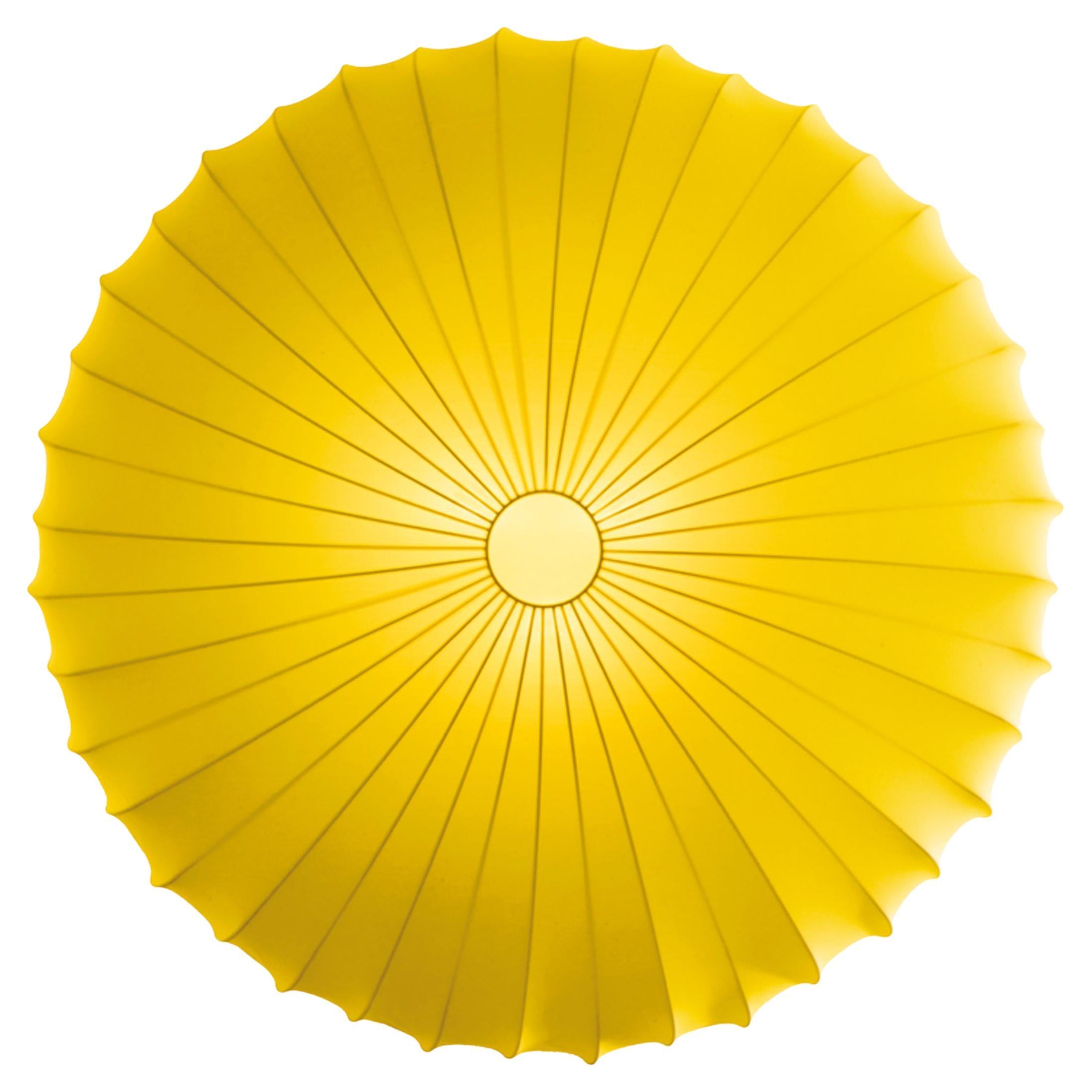 Grand plafonnier Axolight Muse en jaune avec finition métallique blanche