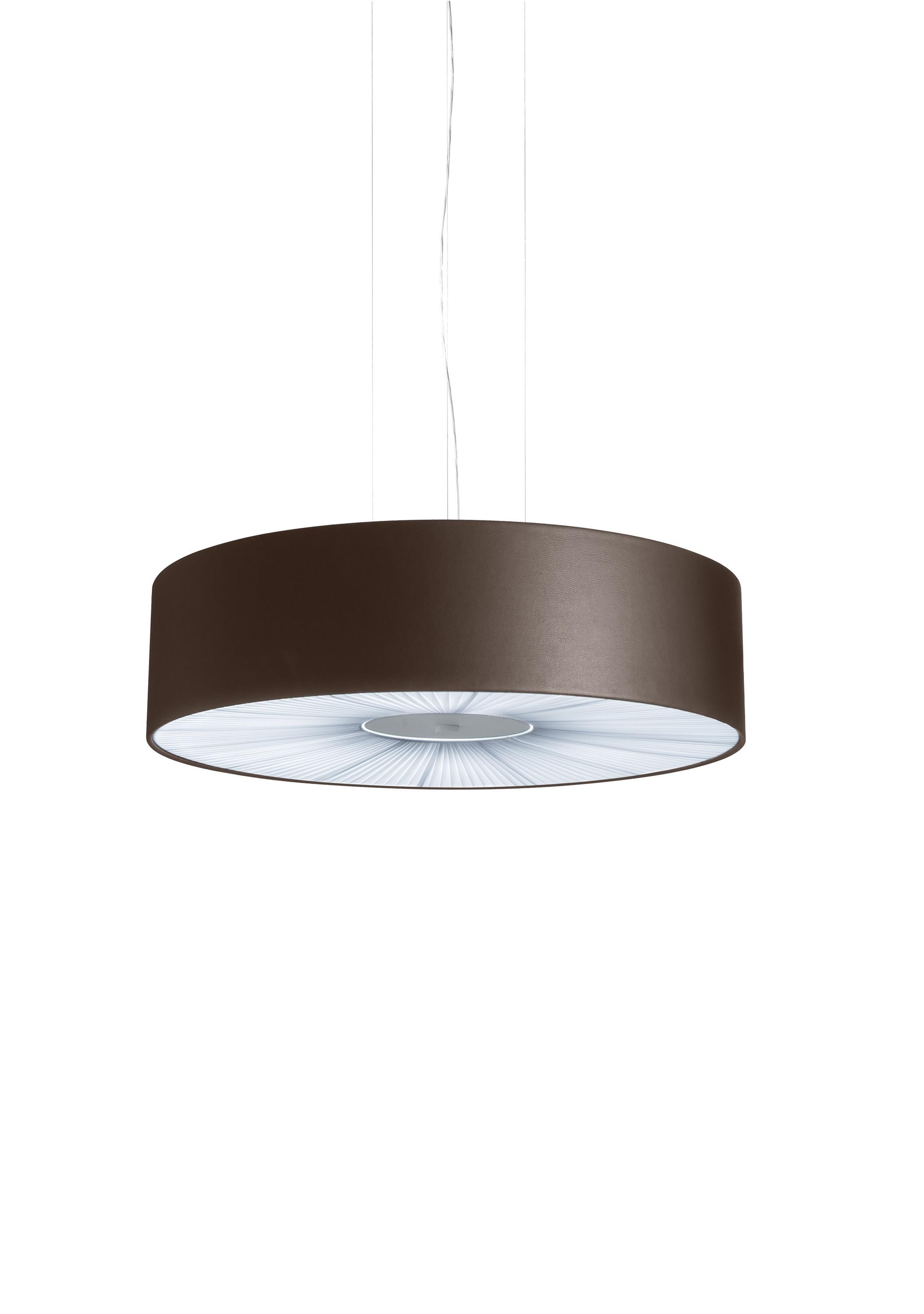 Axolight Skin Extra Large Flush Mount in Brown by Manuel Vivian

Refined rationality of perfect form. Skin reveals itself in its simplicity with multiple colors in fireproof eco-leather and different sizes, giving uniqueness and elegance to any