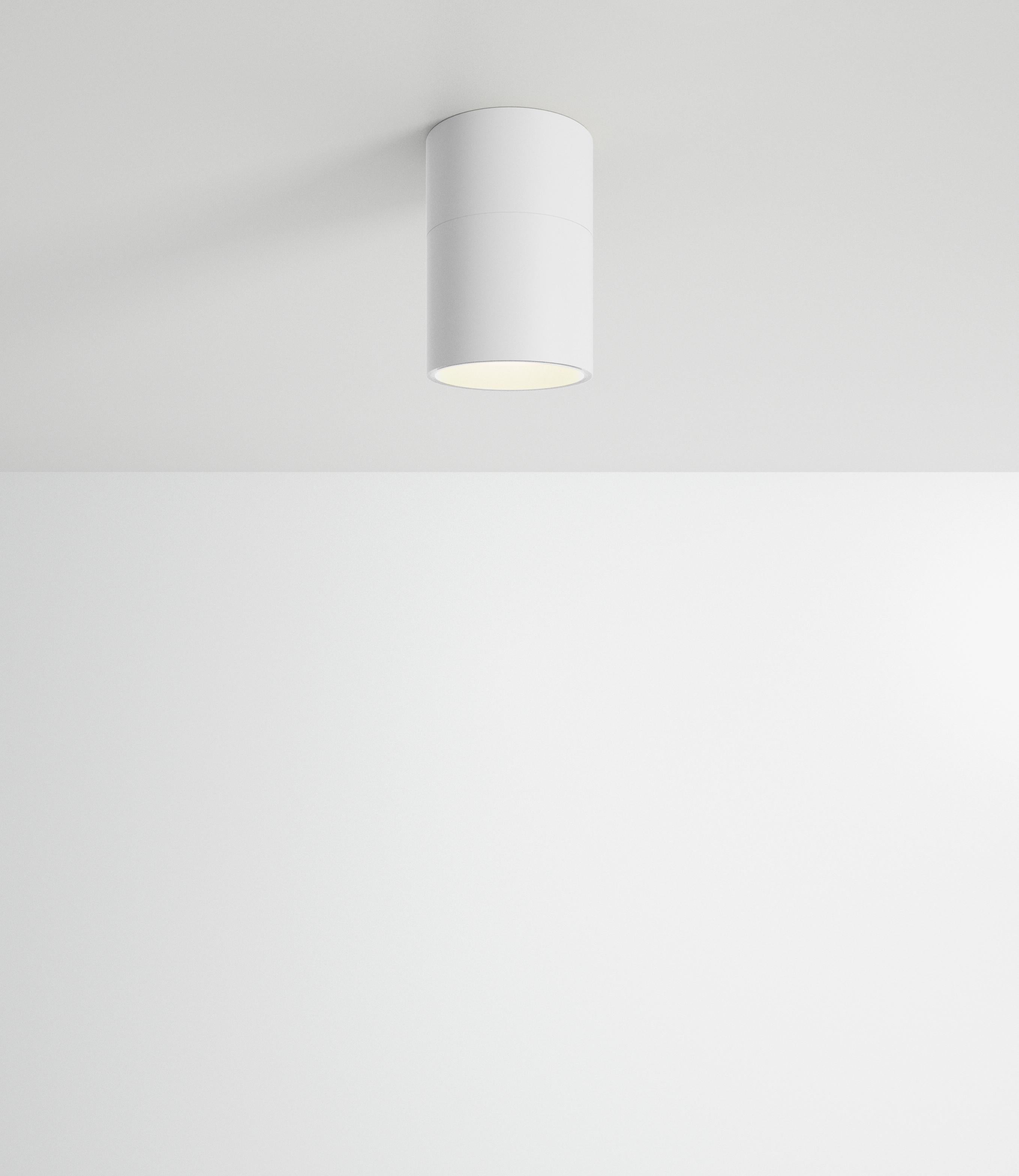 Axolight Small Pivot Ceiling Lamp in White by Ryosuke Fukusada

Single spotlight
The light fixtures have been designed to ensure a high visual comfort. The constant current LED chip and its lens are hosted in a recessed position inside the cylinder.