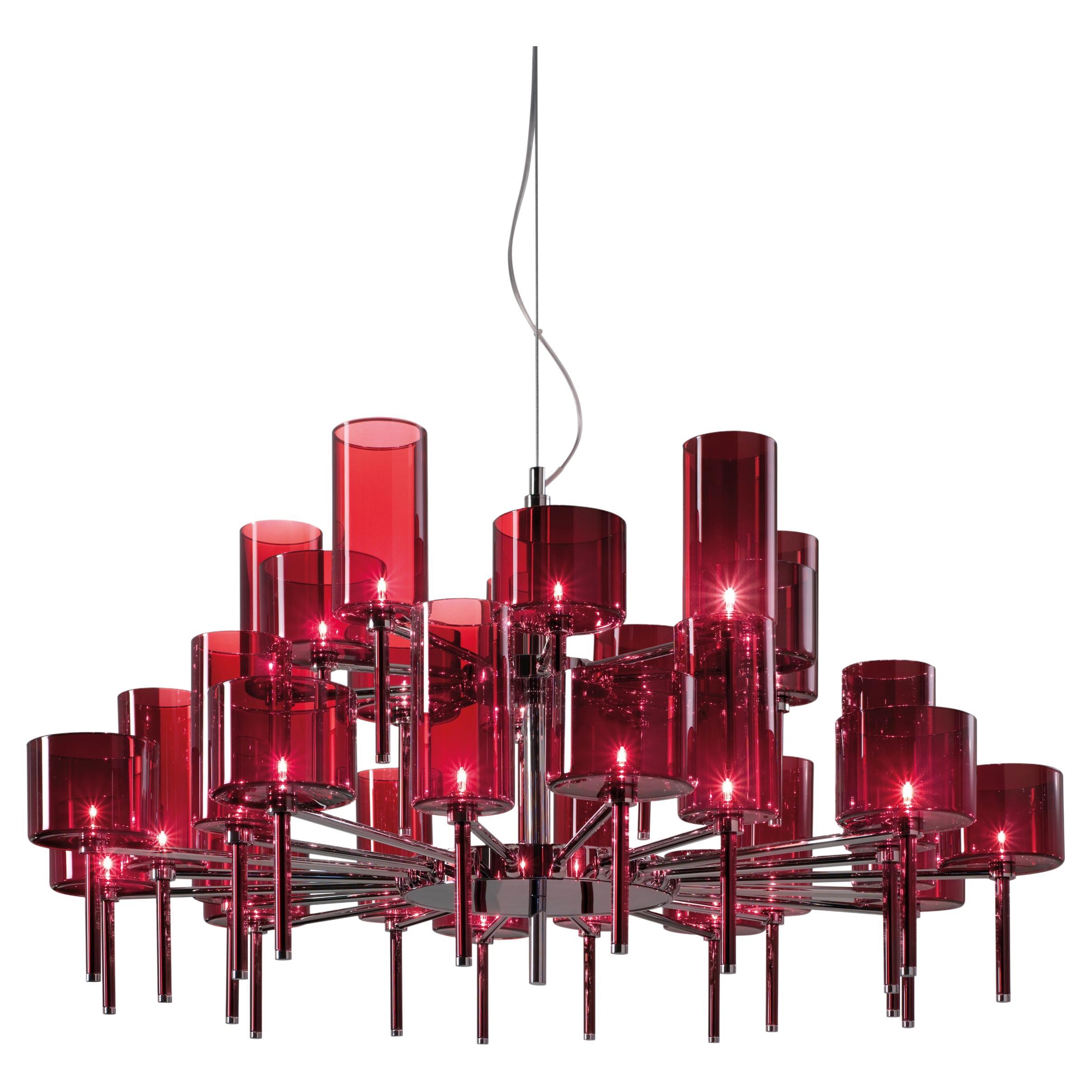 Axolight Spillray 30 Light Pendant Lamp in Red by Manuel & Vanessa Vivian For Sale