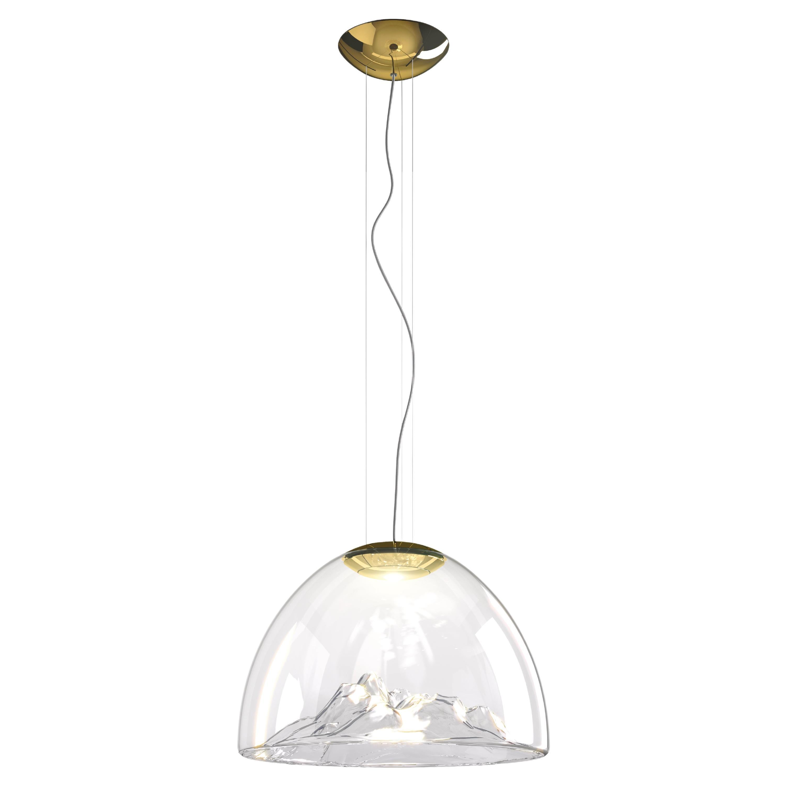 Axolight Suspension Mountain View Crystal Gold Glass Diffuser by Dima Loginoff