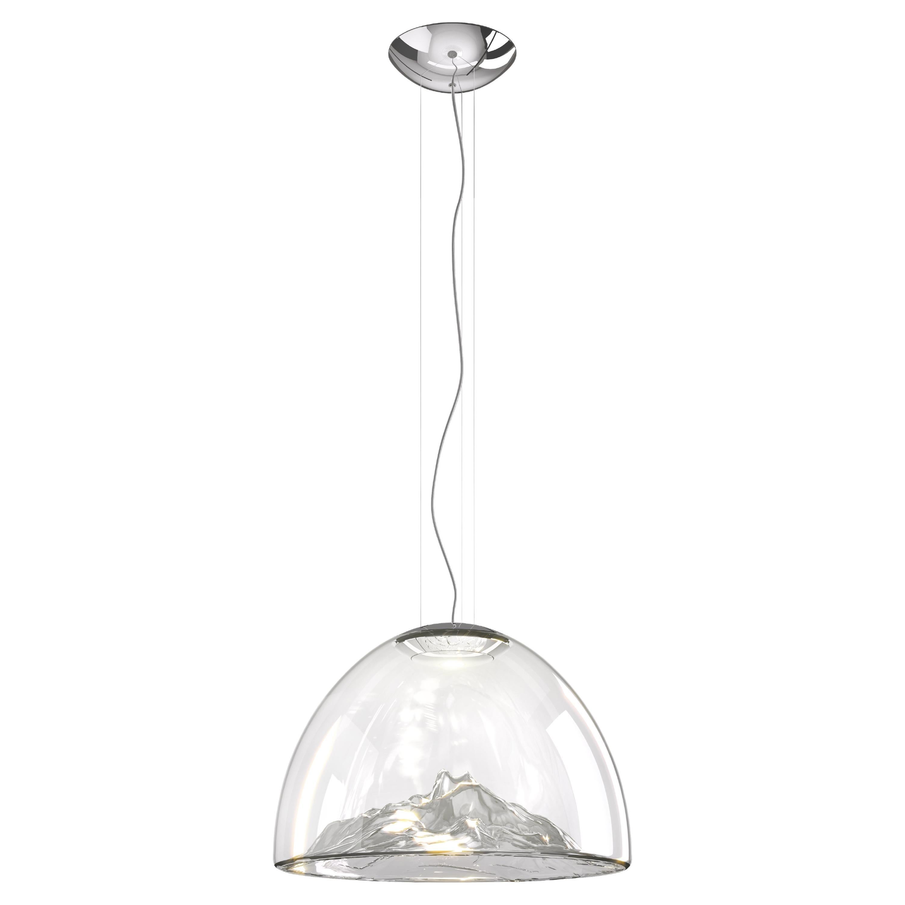 Axolight Suspension Mountain View in Grey Cromo Glass Diffuser by Dima Loginoff