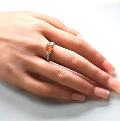 AXP Certified 3.25 Carat Fanta Garnet Fancy Diamond Yellow and White Gold Ring