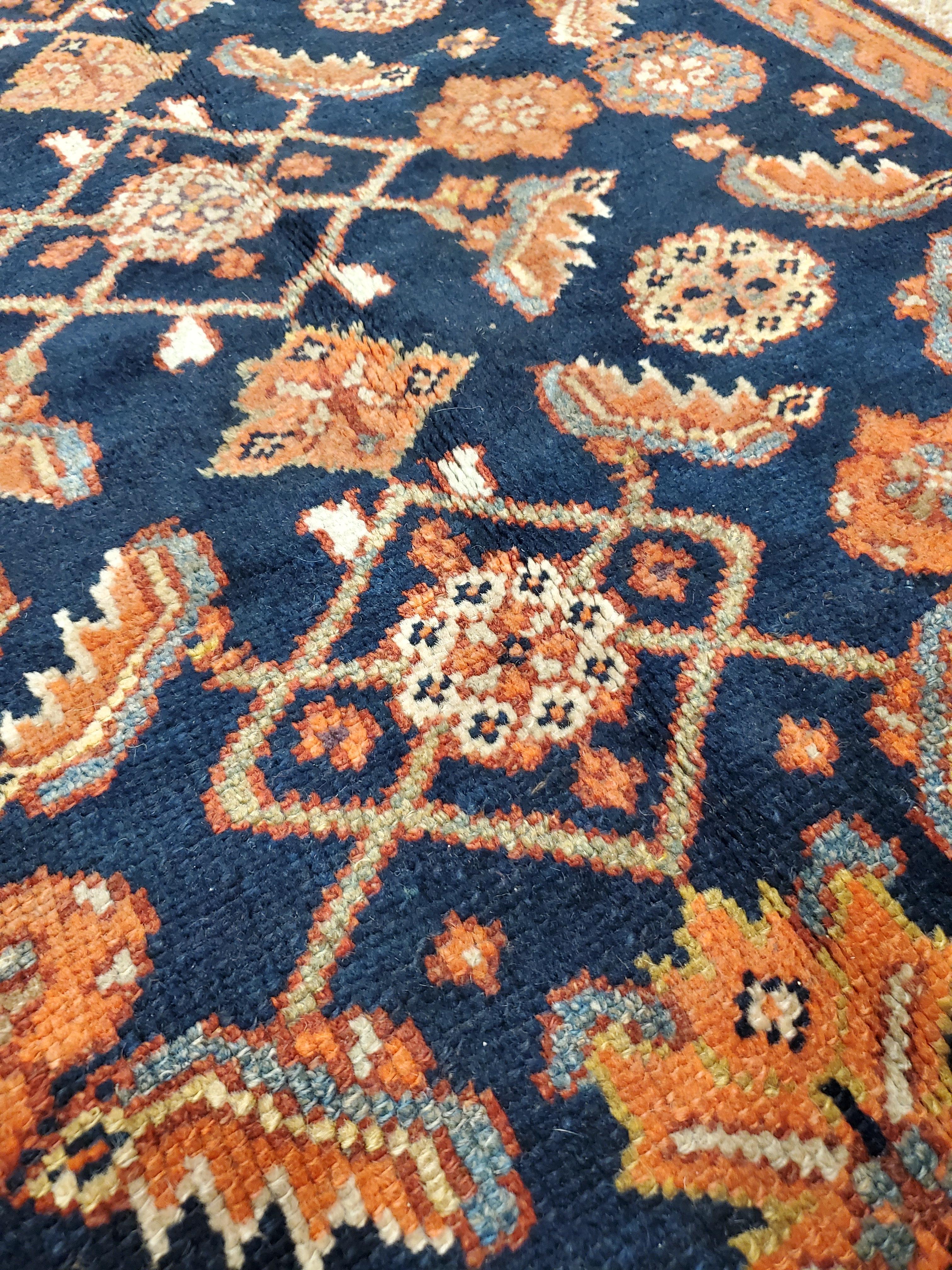 Antiker persischer Serab-Teppich, handgefertigter Orientteppich aus Wolle, Rot, Elfenbein, Kamel, Blau im Angebot 1