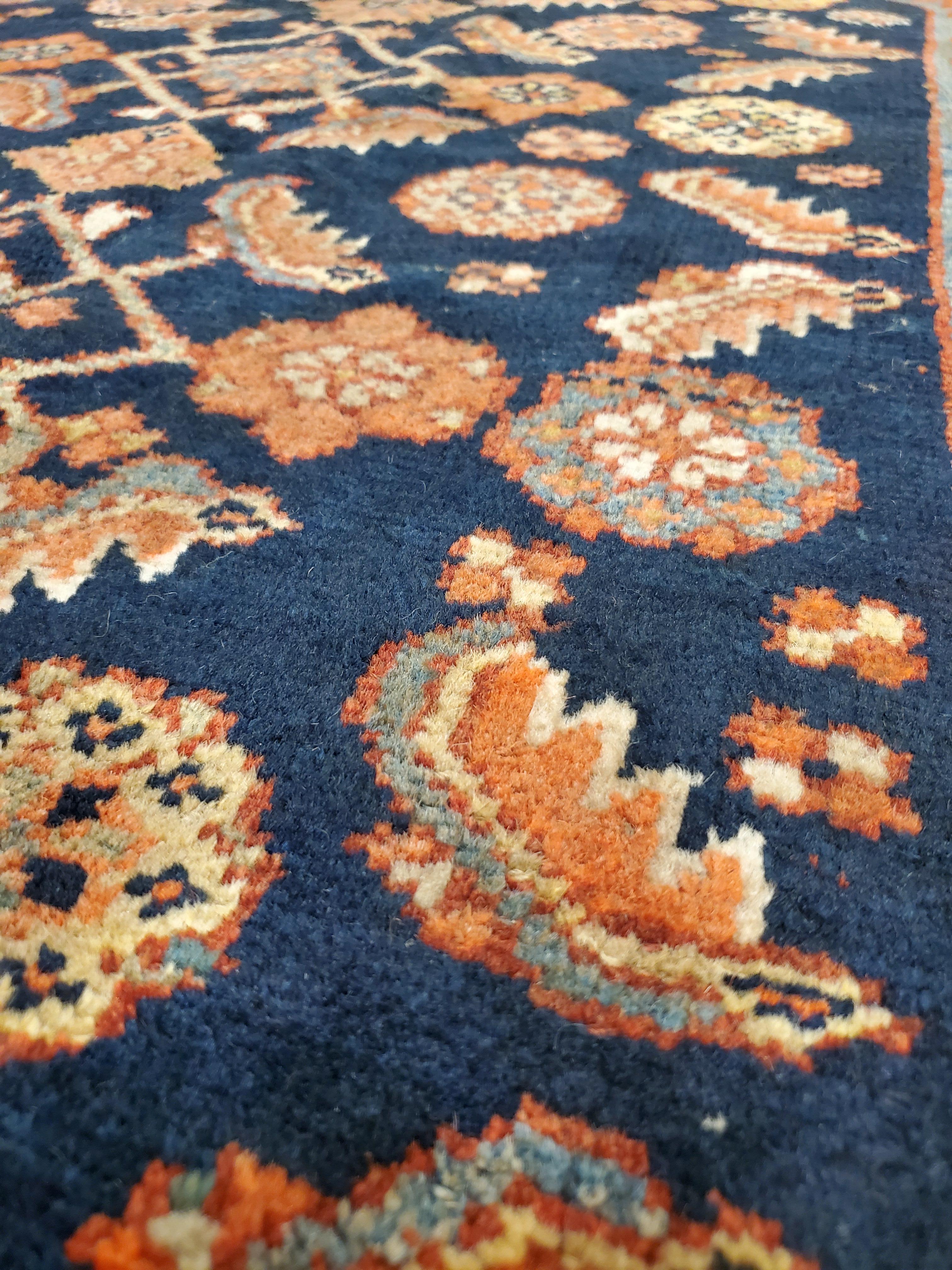 Antiker persischer Serab-Teppich, handgefertigter Orientteppich aus Wolle, Rot, Elfenbein, Kamel, Blau im Angebot 2
