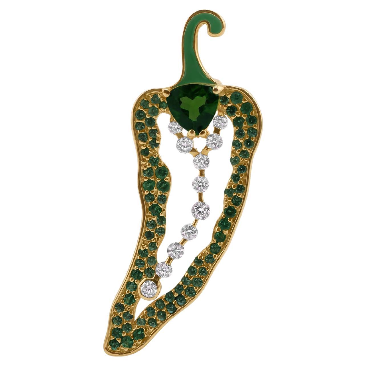 Pre-owned Cocoerow Fine Jewelry Aya Earring, 14k Yellow Gold And Emerald Sculptural Fine Jewelry, Cocoerow