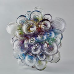 Contemporary Glass Sculpture, Abstract Form, Optical Effect, Canework, Aya Oki