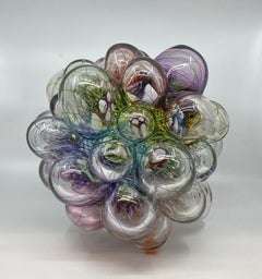 "Bloom XXVI", sculpture contemporaine en verre, forme soufflée avec cannage