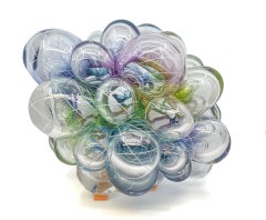 "Bloom XXXIV", scultura in vetro contemporanea, forma soffiata con lavorazione a canne