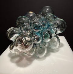 Contemporary Glass Sculpture, Abstract Form, Optical Effect, Canework, Aya Oki