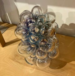 Contemporary Glass Sculpture, Abstract Form, Optical Effect, Canework, Aya Oki