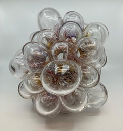 Contemporary Glass Sculpture, Abstract Form, Optical Effect, Canework, Aya Oki