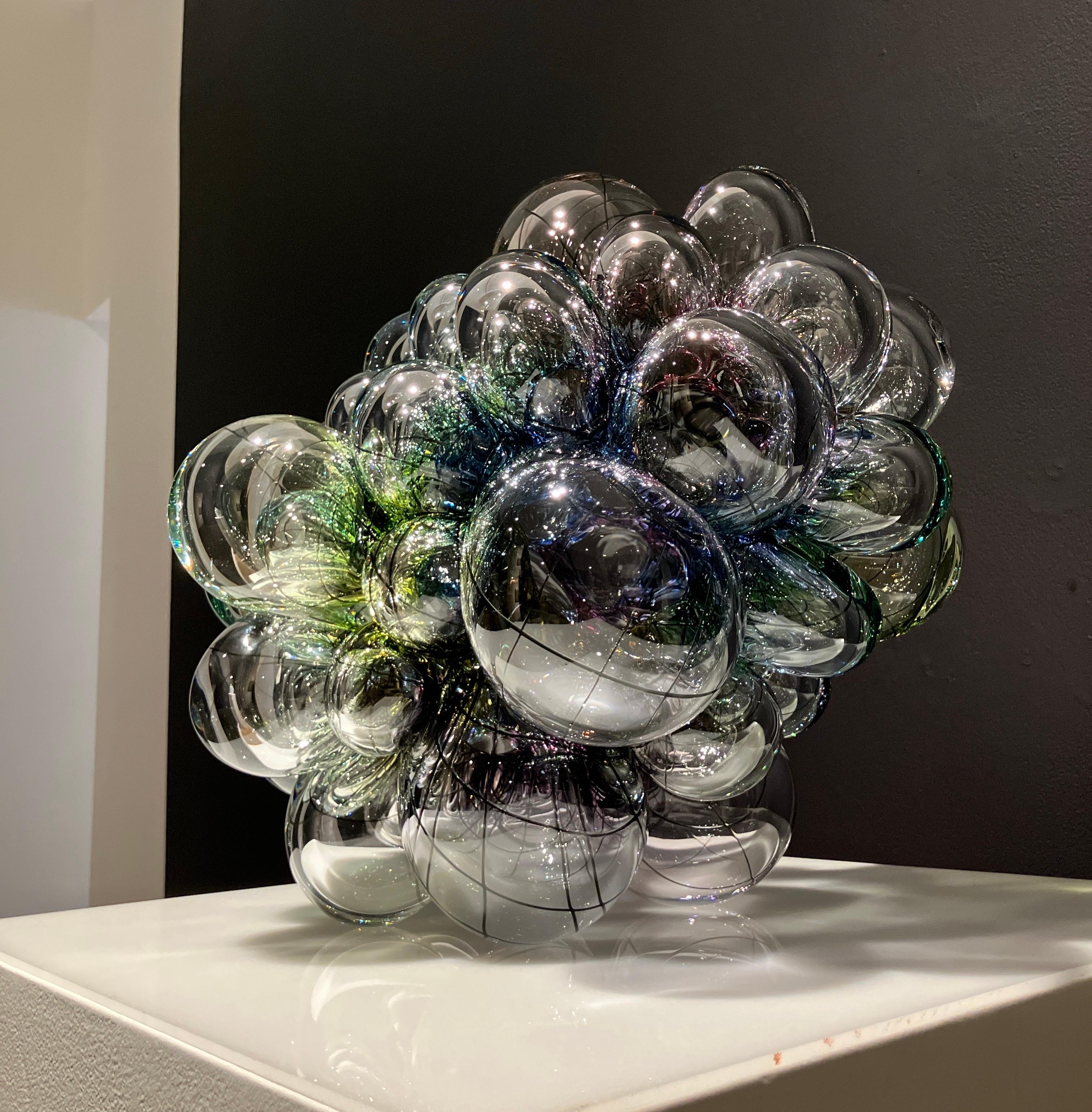 Scultura in vetro contemporanea, forma astratta, effetto ottico, canework, Aya OKI - Sculpture Contemporaneo di Aya Oki