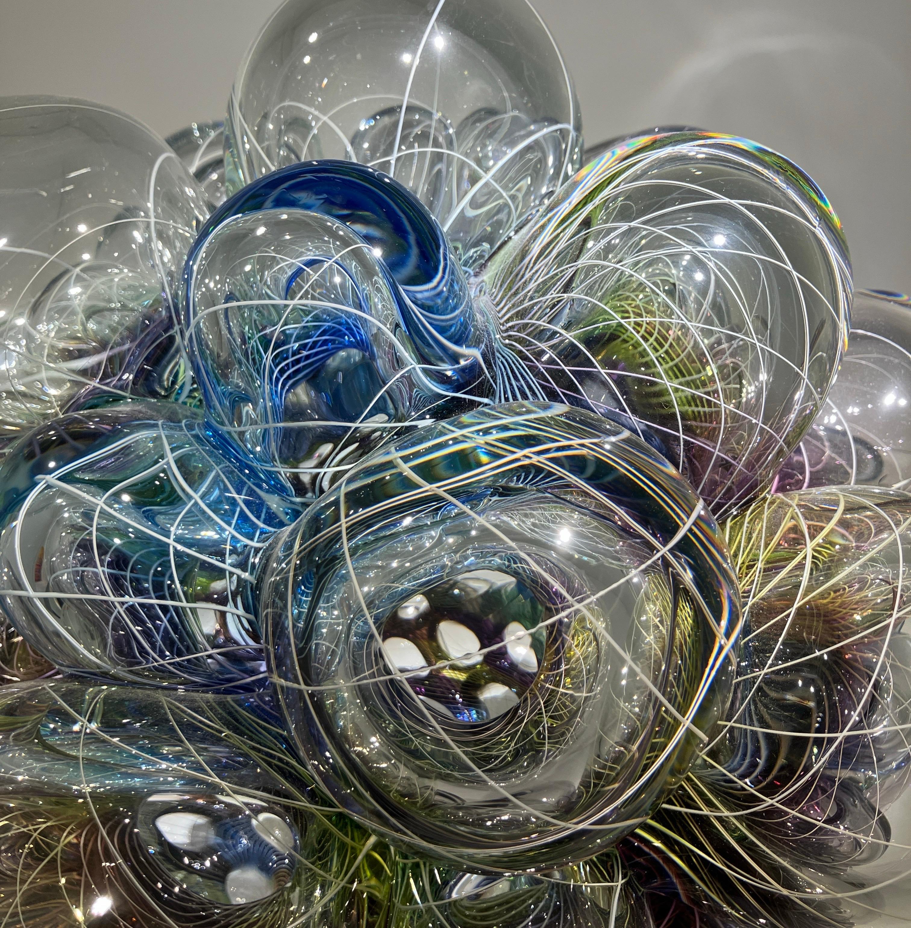 Contemporary Glass Sculpture, Abstract Form, Optical Effect, Canework, Aya Oki en venta 5