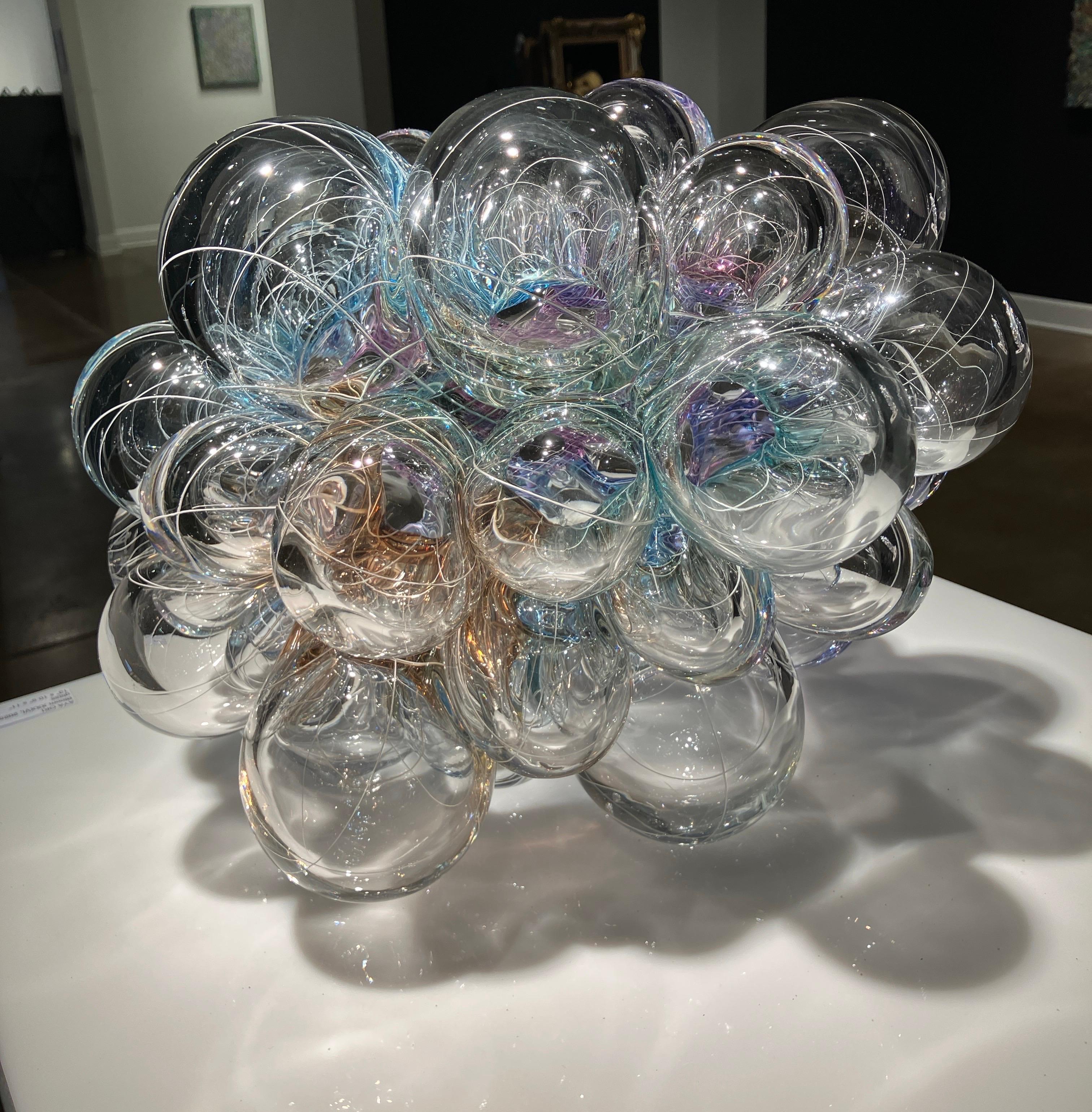 Contemporary Glass Sculpture, Abstract Form, Optical Effect, Canework, Aya Oki For Sale 5