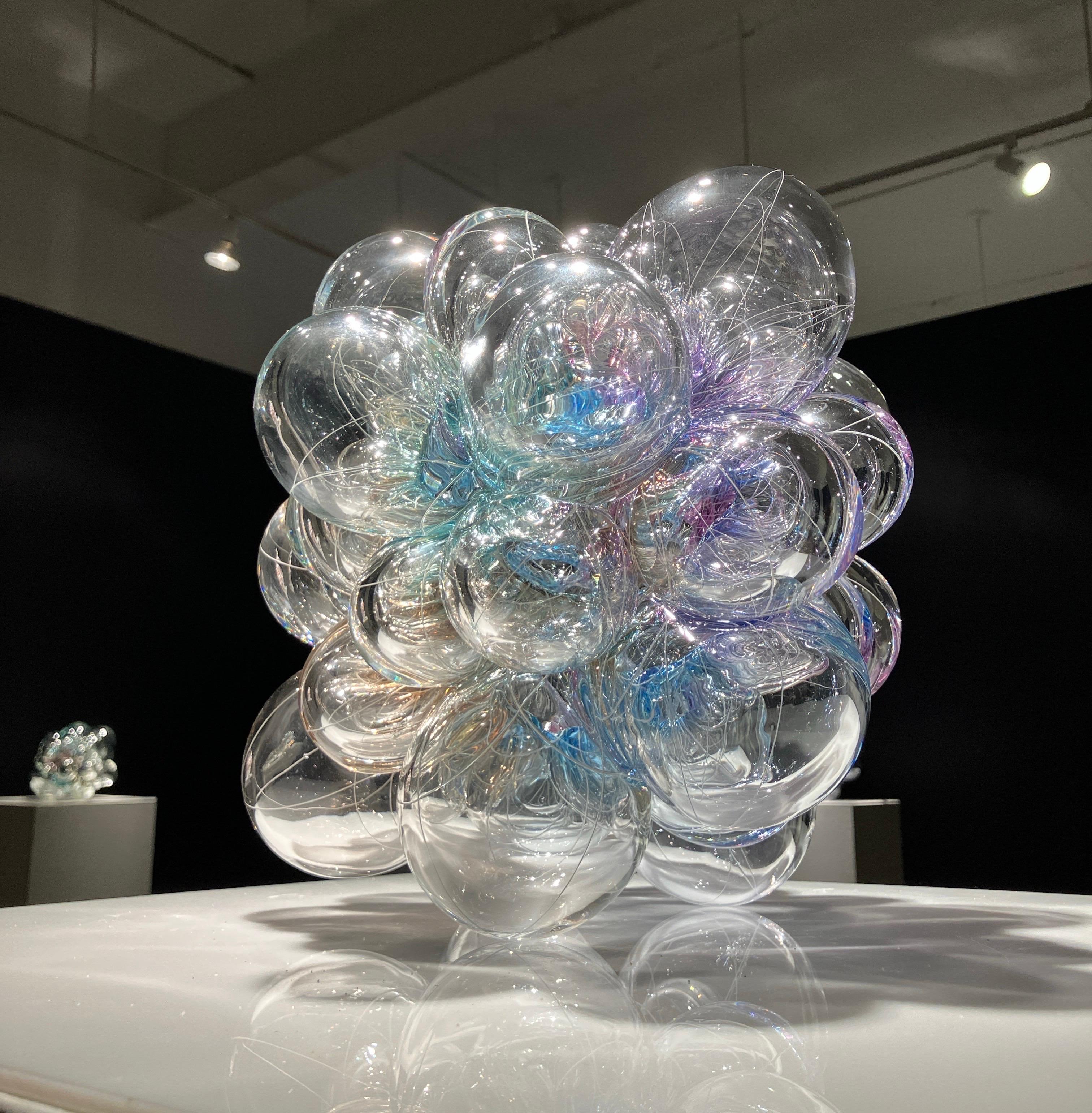 Contemporary Glass Sculpture, Abstract Form, Optical Effect, Canework, Aya Oki For Sale 6