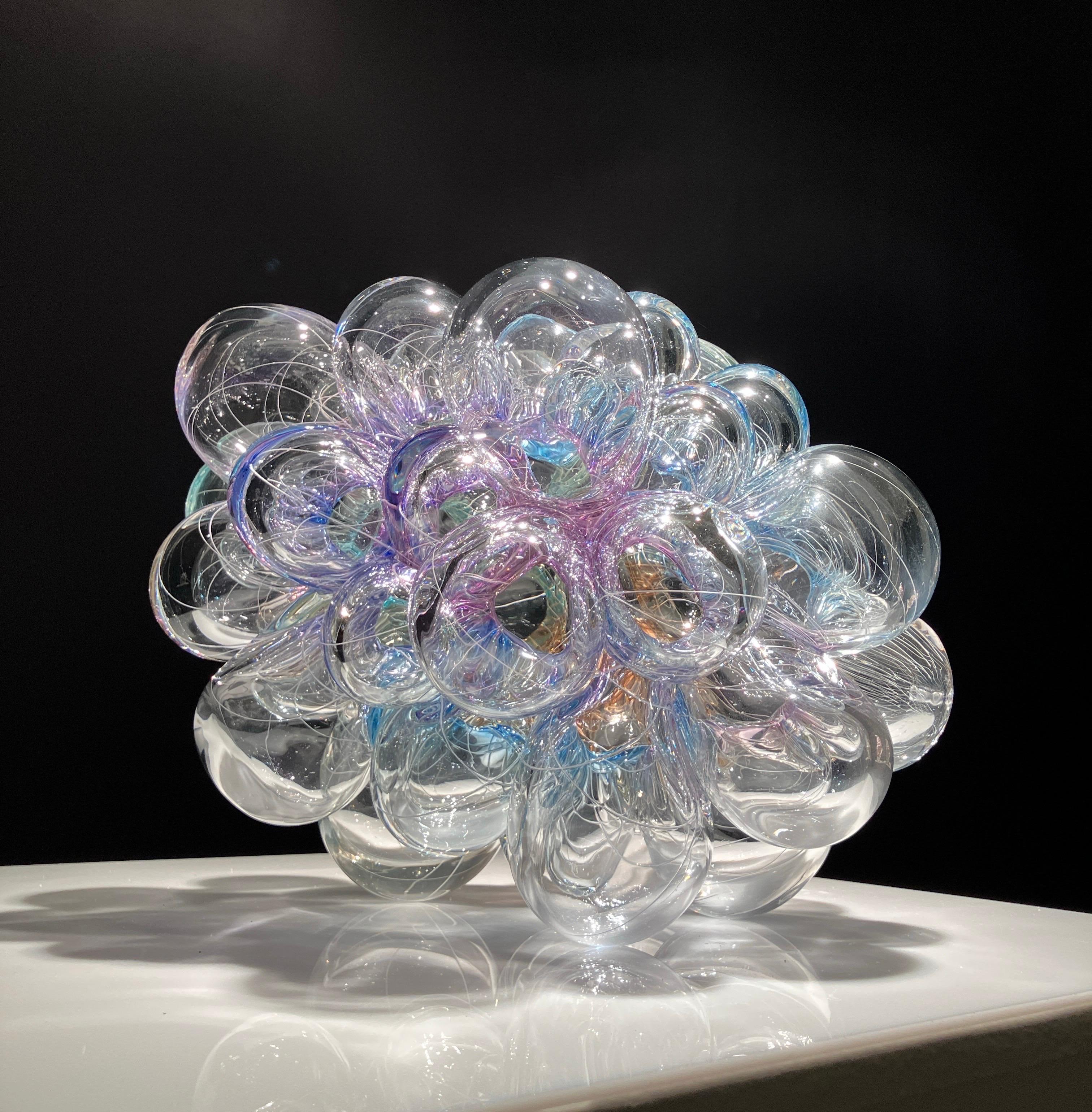 Contemporary Glass Sculpture, Abstract Form, Optical Effect, Canework, Aya Oki For Sale 7