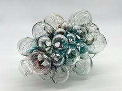 Scultura in vetro contemporanea, forma astratta, effetto ottico, canework, Aya OKI