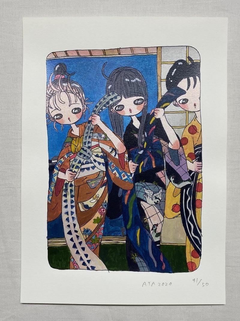 Future tägliche Morgen Routine (2020). Limitierte Auflage von 50 Exemplaren von Aya Takano, signiert – Print von Aya Takano 