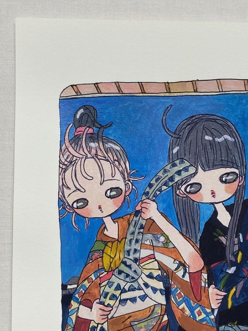 Future tägliche Morgen Routine (2020). Limitierte Auflage von 50 Exemplaren von Aya Takano, signiert (Grau), Figurative Print, von Aya Takano 
