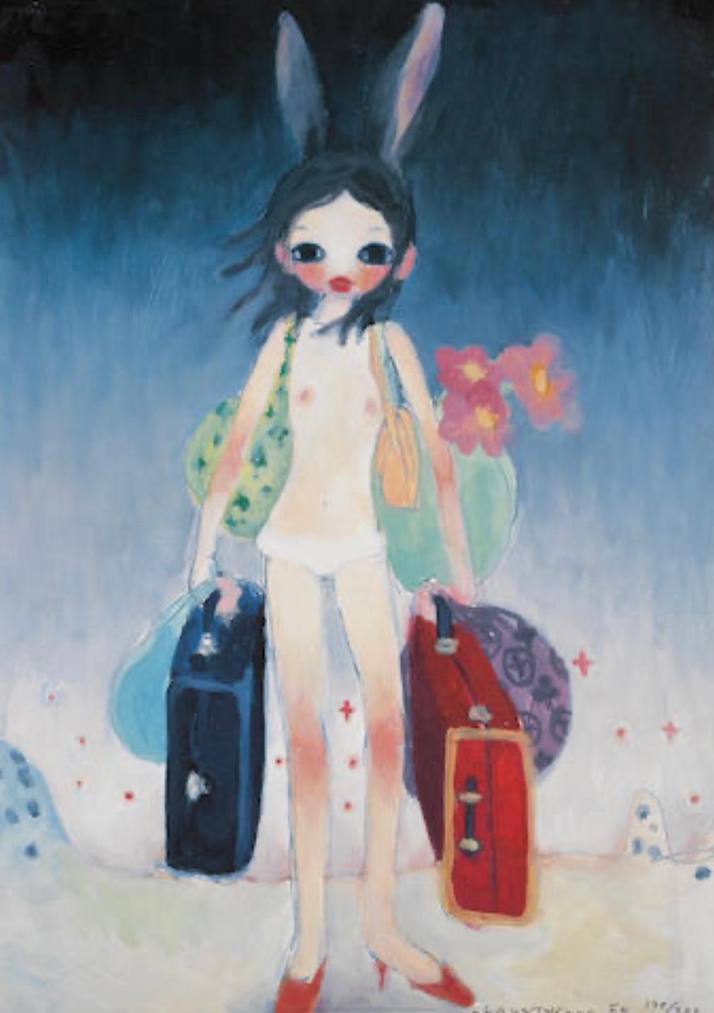Aya Takano  Figurative Print - Mail Mania Mami, Standing in a Storm
