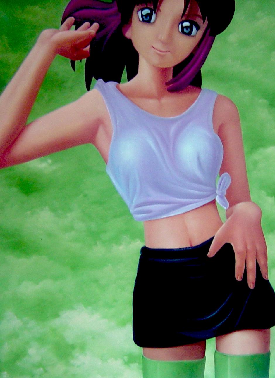 Asuka1 : Ethereal Allure on a Whispering Green Canvas - Painting by AYA TOSHIKAWA