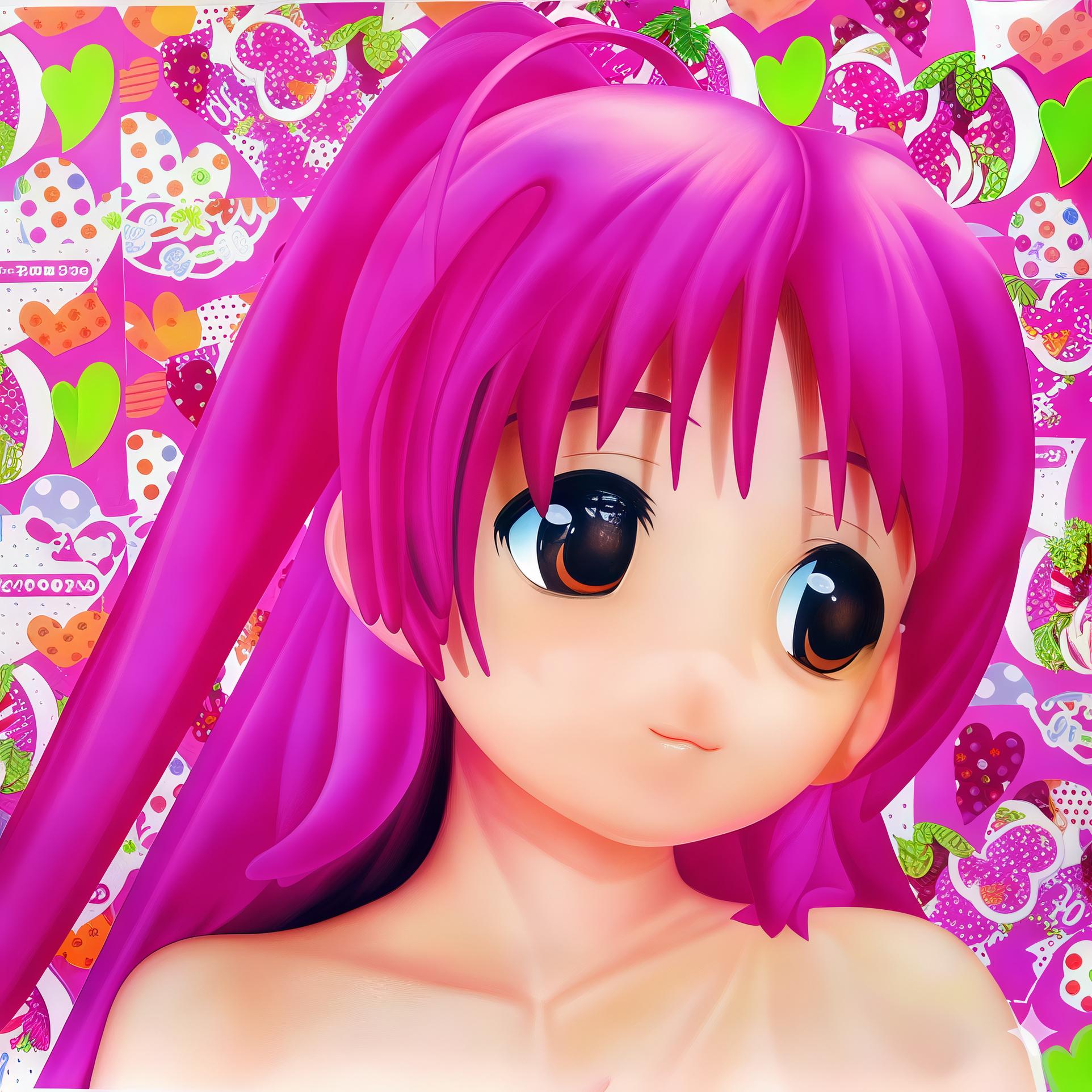 Miyu4 : Kawaii Pink Whimsy and Reverie - Contemporain Painting par AYA TOSHIKAWA