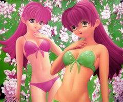 Sonico y Melona : Tentaciones florecientes en un ambiente verde kawaii