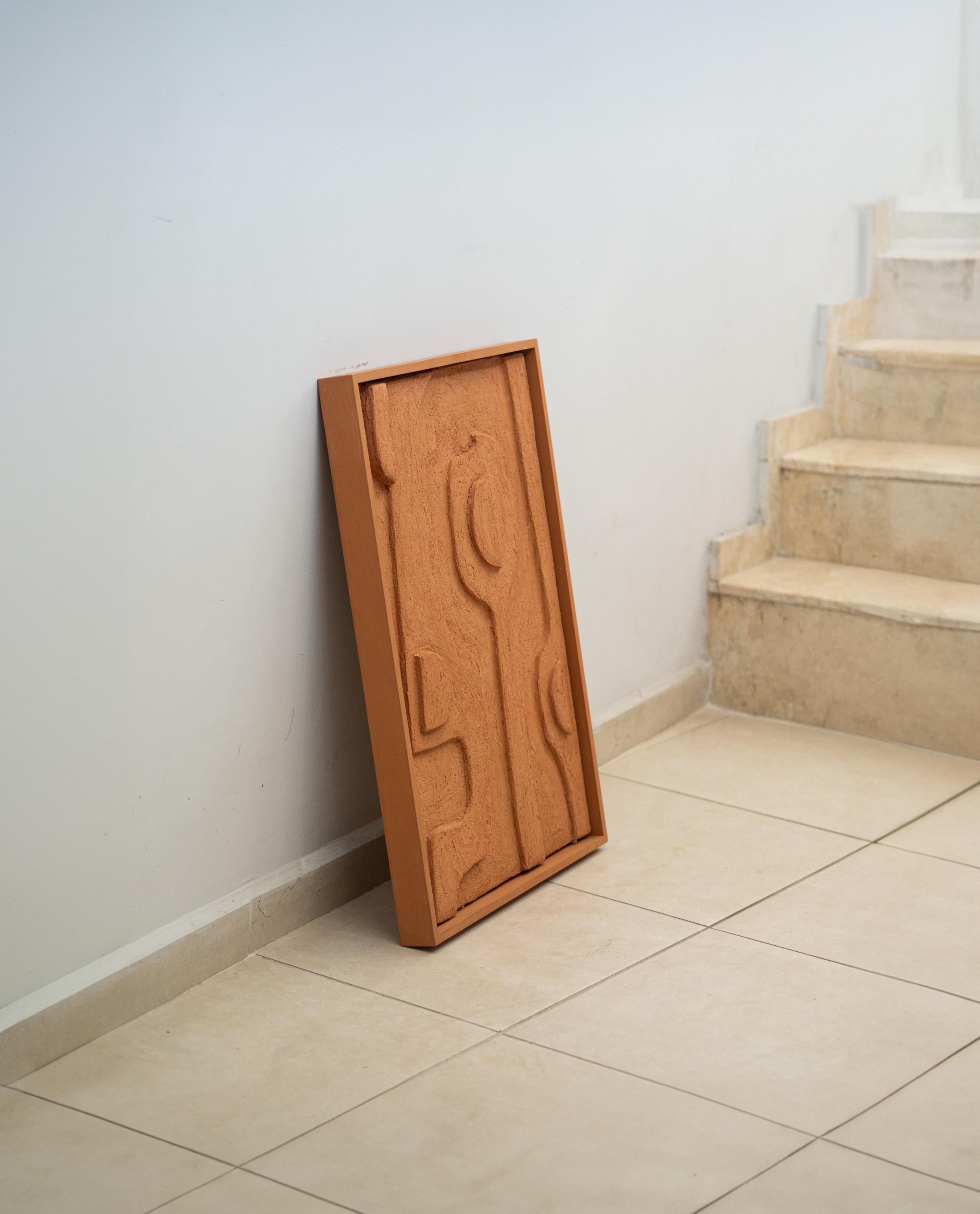 Contemporary Aya Textured Wall Art - Natural Wood Frame For Sale