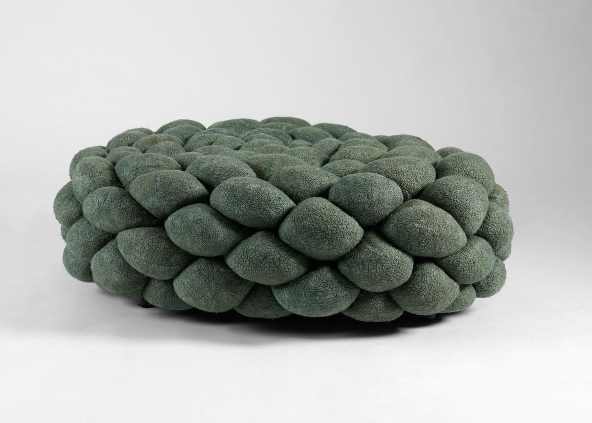 Ayala Serfaty, Rapa Series: Nimana Green, Handmade Poof, Israel, 2021 In Excellent Condition For Sale In New York, NY